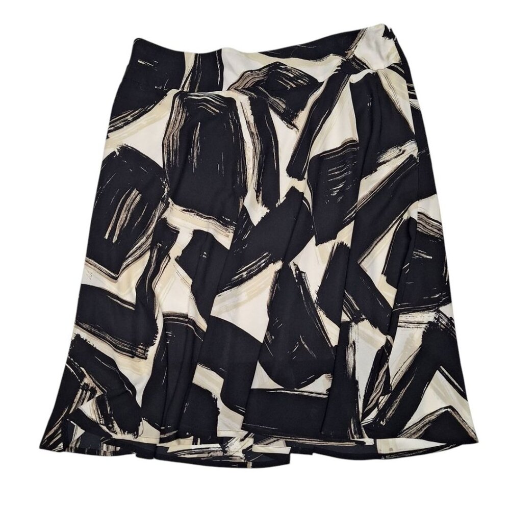 Nic + Zoe Nightfall Skirt A Line Black White Smear Paint Womens 6 Zip Side Short